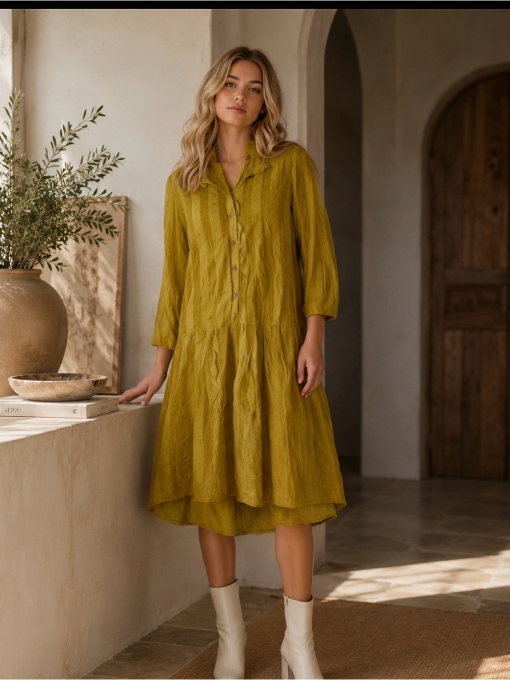Brass & Roe Yellow Long Sleeve Dress Small